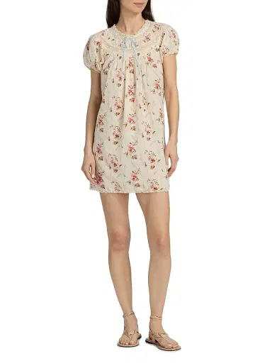 DÔEN Women's Daphne Floral Cotton Minidress - Blanc Prarie Rose | Thumbnail 2 DÔEN Women's Daphne Floral Cotton Minidress - Blanc Prarie Rose | Thumbnail 2