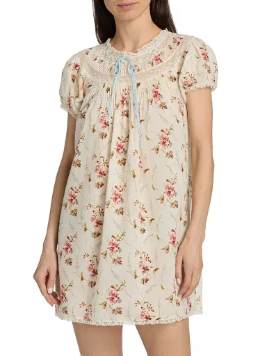 DÔEN Women's Daphne Floral Cotton Minidress - Blanc Prarie Rose | Thumbnail 3 DÔEN Women's Daphne Floral Cotton Minidress - Blanc Prarie Rose | Thumbnail 3