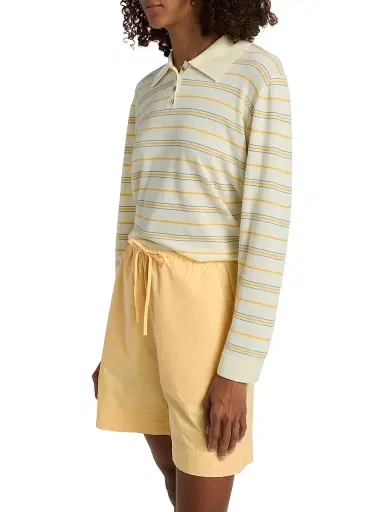 LESET Women's James Striped Merino Wool Polo Sweater - Soleil Stripe - Size XL | Thumbnail 4 LESET Women's James Striped Merino Wool Polo Sweater - Soleil Stripe - Size XL | Thumbnail 4