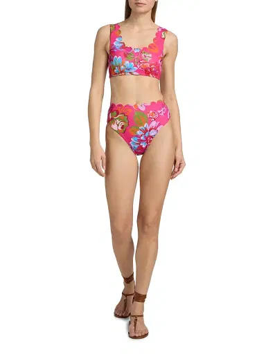 BEACH RIOT Women's Nessa Floral Scallop High-Rise Bikini Bottom - Sugar Bloom | Thumbnail 2 BEACH RIOT Women's Nessa Floral Scallop High-Rise Bikini Bottom - Sugar Bloom | Thumbnail 2