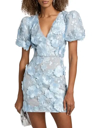 Elliatt Women's Zayla 3D Floral Mesh Minidress - Blue Multi | Thumbnail 3 Elliatt Women's Zayla 3D Floral Mesh Minidress - Blue Multi | Thumbnail 3