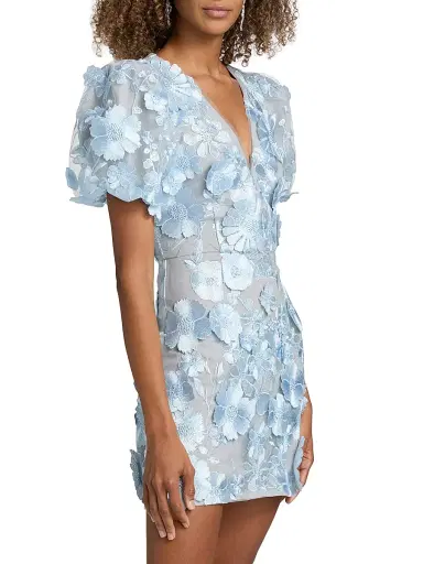 Elliatt Women's Zayla 3D Floral Mesh Minidress - Blue Multi | Thumbnail 4 Elliatt Women's Zayla 3D Floral Mesh Minidress - Blue Multi | Thumbnail 4