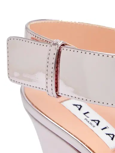 Alaïa Women's 90MM Leather Cone Heel Sandals - Blush Argent | Thumbnail 5 Alaïa Women's 90MM Leather Cone Heel Sandals - Blush Argent | Thumbnail 5