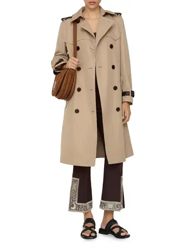 Burberry Women's Foxfield Silk-Cotton Trench Coat - Oatmeal Beige | Thumbnail 2 Burberry Women's Foxfield Silk-Cotton Trench Coat - Oatmeal Beige | Thumbnail 2