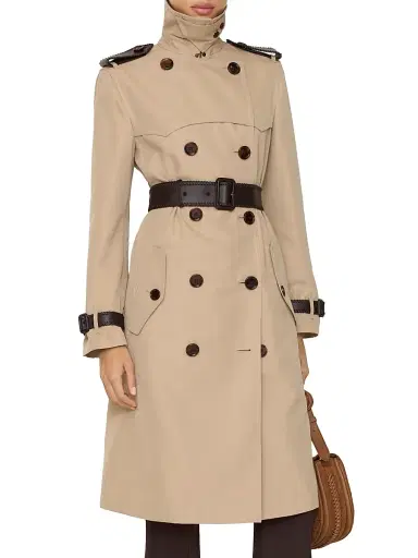 Burberry Women's Foxfield Silk-Cotton Trench Coat - Oatmeal Beige | Thumbnail 3 Burberry Women's Foxfield Silk-Cotton Trench Coat - Oatmeal Beige | Thumbnail 3