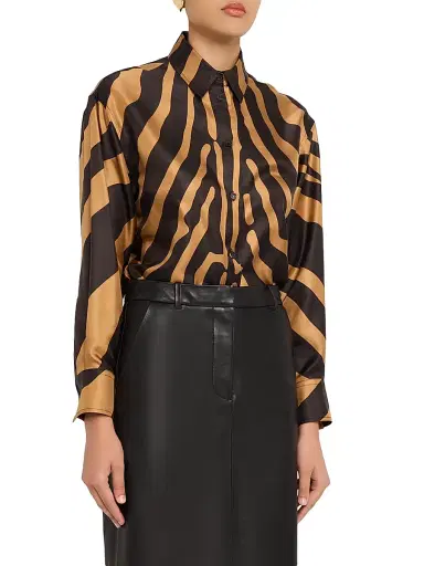 Ferragamo Women's Zebra-Print Silk Button-Front Shirt | Thumbnail 3 Ferragamo Women's Zebra-Print Silk Button-Front Shirt | Thumbnail 3