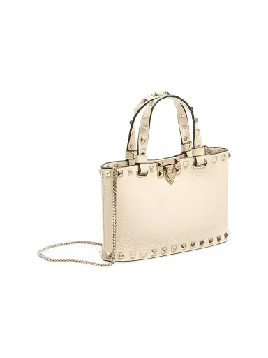 Valentino Garavani Women's Rockstud Shopping Top Handle Bag in Grainy Calfskin - Light | Thumbnail 3 Valentino Garavani Women's Rockstud Shopping Top Handle Bag in Grainy Calfskin - Light | Thumbnail 3