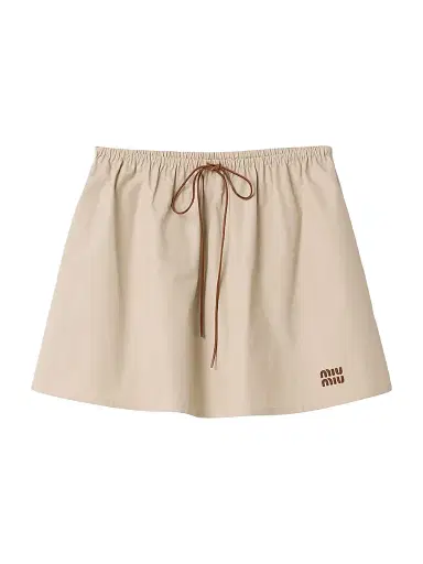 Miu Miu Women's Panama Cotton Skirt - Beige Khaki | Thumbnail 1 Miu Miu Women's Panama Cotton Skirt - Beige Khaki | Thumbnail 1
