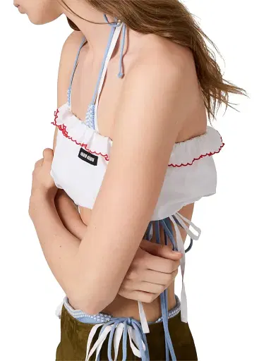 Miu Miu Women's Embroidered Poplin Bandeau Top - White - Size 6 | Thumbnail 4 Miu Miu Women's Embroidered Poplin Bandeau Top - White - Size 6 | Thumbnail 4