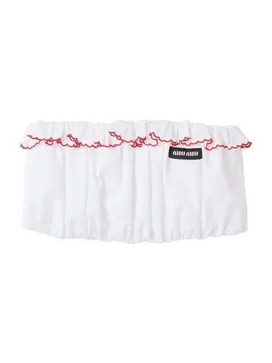 Miu Miu Women's Embroidered Poplin Bandeau Top - White - Size 6 | Thumbnail 1 Miu Miu Women's Embroidered Poplin Bandeau Top - White - Size 6 | Thumbnail 1