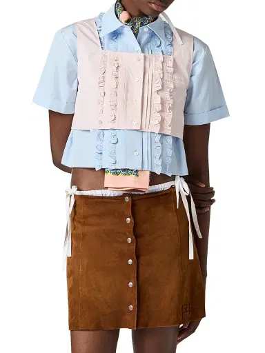 Miu Miu Women's Poplin Crop Top - White | Thumbnail 7 Miu Miu Women's Poplin Crop Top - White | Thumbnail 7