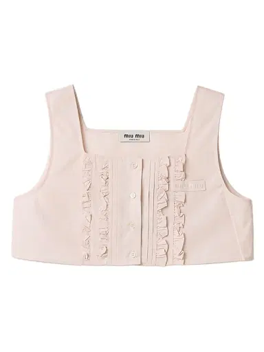 Miu Miu Women's Poplin Crop Top - White | Thumbnail 1 Miu Miu Women's Poplin Crop Top - White | Thumbnail 1