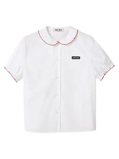 Miu Miu Women's Embroidered Poplin Shirt - White - Size 4 | Thumbnail 1 Miu Miu Women's Embroidered Poplin Shirt - White - Size 4 | Thumbnail 1