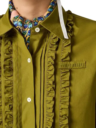 Miu Miu Women's Poplin Shirt - Green - Size 4 | Thumbnail 6 Miu Miu Women's Poplin Shirt - Green - Size 4 | Thumbnail 6