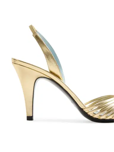 Valentino Garavani Women's Coeur Royal 85MM Sandals in Laminated Nappa Leather - Antique Brass | Thumbnail 6 Valentino Garavani Women's Coeur Royal 85MM Sandals in Laminated Nappa Leather - Antique Brass | Thumbnail 6