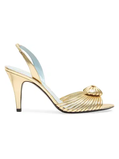 Valentino Garavani Women's Coeur Royal 85MM Sandals in Laminated Nappa Leather - Antique Brass | Thumbnail 1 Valentino Garavani Women's Coeur Royal 85MM Sandals in Laminated Nappa Leather - Antique Brass | Thumbnail 1