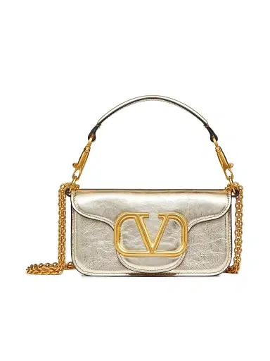 Valentino Garavani Women's Small Locò Metallic Calfskin Shoulder Bag | Thumbnail 1 Valentino Garavani Women's Small Locò Metallic Calfskin Shoulder Bag | Thumbnail 1