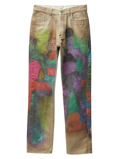 Versace Women's The Femmes Graphic-Print Jeans - Olive Print | Thumbnail 1 Versace Women's The Femmes Graphic-Print Jeans - Olive Print | Thumbnail 1