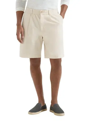 Brunello Cucinelli Men's Twisted Cotton Gabardine Bermuda Shorts with Elasticated Waistband - Panama - Size 40 | Thumbnail 2 Brunello Cucinelli Men's Twisted Cotton Gabardine Bermuda Shorts with Elasticated Waistband - Panama - Size 40 | Thumbnail 2
