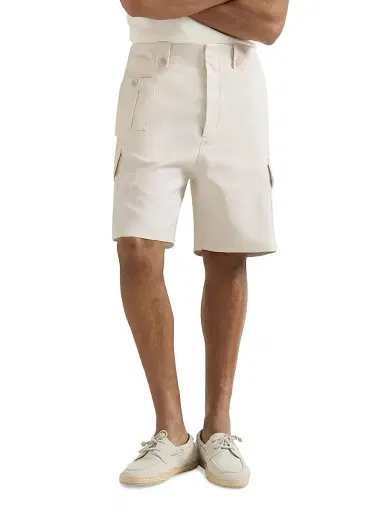 Brunello Cucinelli Men's Cotton and Linen Canvas Bermuda Shorts - White | Thumbnail 4 Brunello Cucinelli Men's Cotton and Linen Canvas Bermuda Shorts - White | Thumbnail 4