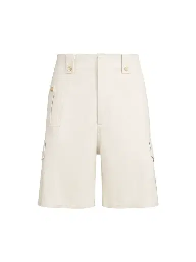 Brunello Cucinelli Men's Cotton and Linen Canvas Bermuda Shorts - White | Thumbnail 1 Brunello Cucinelli Men's Cotton and Linen Canvas Bermuda Shorts - White | Thumbnail 1