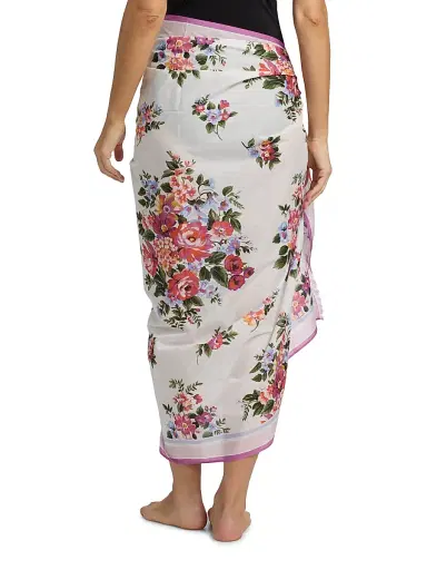 Dolce & Gabbana Women's Floral Bouquet Cotton Pareo - Fiorellini Bianco | Thumbnail 4 Dolce & Gabbana Women's Floral Bouquet Cotton Pareo - Fiorellini Bianco | Thumbnail 4