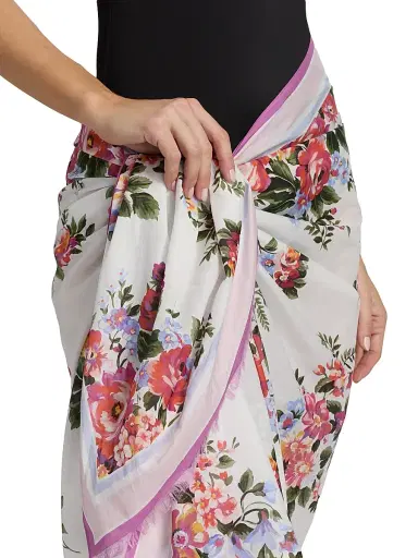 Dolce & Gabbana Women's Floral Bouquet Cotton Pareo - Fiorellini Bianco | Thumbnail 5 Dolce & Gabbana Women's Floral Bouquet Cotton Pareo - Fiorellini Bianco | Thumbnail 5