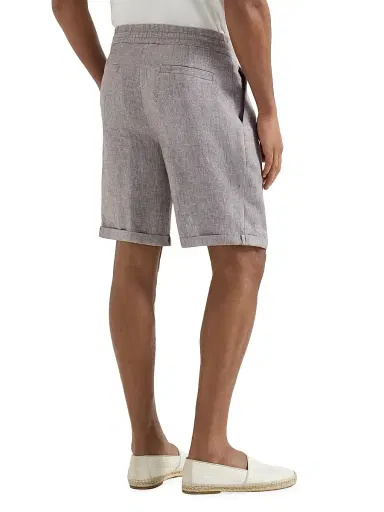 Brunello Cucinelli Men's Linen and Hemp Diagonal Bermuda Shorts - Light Brown | Thumbnail 4 Brunello Cucinelli Men's Linen and Hemp Diagonal Bermuda Shorts - Light Brown | Thumbnail 4