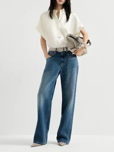 Brunello Cucinelli Women's Authentic Denim Contemporary Loose Jeans | Thumbnail 6 Brunello Cucinelli Women's Authentic Denim Contemporary Loose Jeans | Thumbnail 6