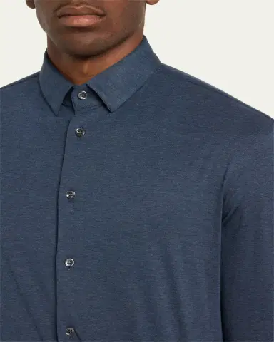 Giorgio Armani Men's Solid Cotton Stretch Sport Shirt | Thumbnail 11 Giorgio Armani Men's Solid Cotton Stretch Sport Shirt | Thumbnail 11