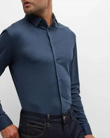 Giorgio Armani Men's Solid Cotton Stretch Sport Shirt | Thumbnail 5 Giorgio Armani Men's Solid Cotton Stretch Sport Shirt | Thumbnail 5