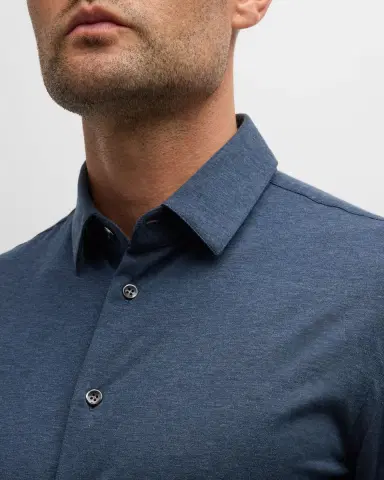 Giorgio Armani Men's Solid Cotton Stretch Sport Shirt | Thumbnail 6 Giorgio Armani Men's Solid Cotton Stretch Sport Shirt | Thumbnail 6