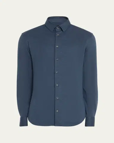 Giorgio Armani Men's Solid Cotton Stretch Sport Shirt | Thumbnail 7 Giorgio Armani Men's Solid Cotton Stretch Sport Shirt | Thumbnail 7