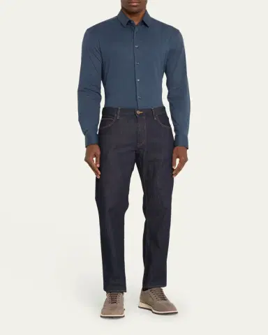 Giorgio Armani Men's Solid Cotton Stretch Sport Shirt | Thumbnail 8 Giorgio Armani Men's Solid Cotton Stretch Sport Shirt | Thumbnail 8