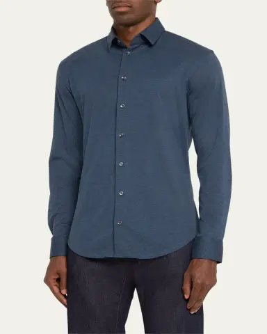 Giorgio Armani Men's Solid Cotton Stretch Sport Shirt | Thumbnail 10 Giorgio Armani Men's Solid Cotton Stretch Sport Shirt | Thumbnail 10