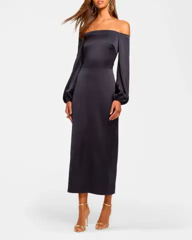 Ramy Brook Shiyan Off-Shoulder Stretch Satin Midi Dress | Thumbnail 2 Ramy Brook Shiyan Off-Shoulder Stretch Satin Midi Dress | Thumbnail 2