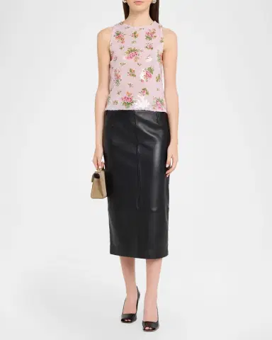 Brandon Maxwell The Noemi Floral Paillette Knit Tank Top | Thumbnail 2 Brandon Maxwell The Noemi Floral Paillette Knit Tank Top | Thumbnail 2