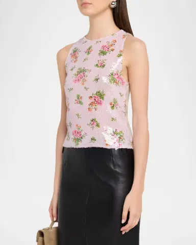 Brandon Maxwell The Noemi Floral Paillette Knit Tank Top | Thumbnail 4 Brandon Maxwell The Noemi Floral Paillette Knit Tank Top | Thumbnail 4