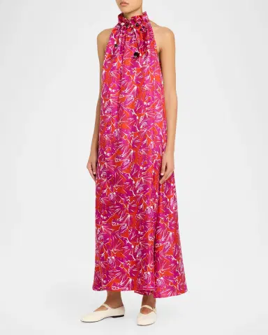 Max Mara Shell-Print Trapeze Silk Maxi Dress | Thumbnail 3 Max Mara Shell-Print Trapeze Silk Maxi Dress | Thumbnail 3