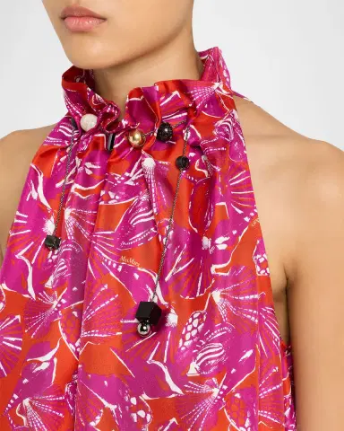 Max Mara Shell-Print Trapeze Silk Maxi Dress | Thumbnail 4 Max Mara Shell-Print Trapeze Silk Maxi Dress | Thumbnail 4