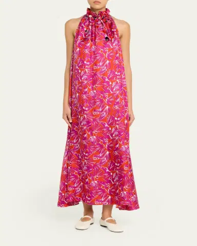 Max Mara Shell-Print Trapeze Silk Maxi Dress | Thumbnail 6 Max Mara Shell-Print Trapeze Silk Maxi Dress | Thumbnail 6