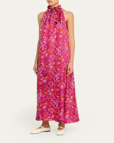 Max Mara Shell-Print Trapeze Silk Maxi Dress | Thumbnail 8 Max Mara Shell-Print Trapeze Silk Maxi Dress | Thumbnail 8