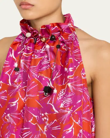 Max Mara Shell-Print Trapeze Silk Maxi Dress | Thumbnail 9 Max Mara Shell-Print Trapeze Silk Maxi Dress | Thumbnail 9