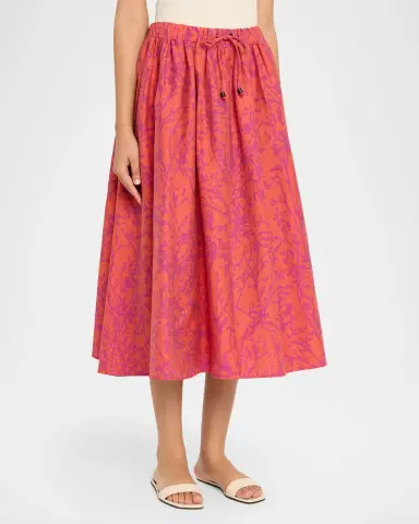 Max Mara Coral-Print Drawstring Midi Skirt | Thumbnail 3 Max Mara Coral-Print Drawstring Midi Skirt | Thumbnail 3