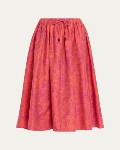 Max Mara Coral-Print Drawstring Midi Skirt | Thumbnail 5 Max Mara Coral-Print Drawstring Midi Skirt | Thumbnail 5