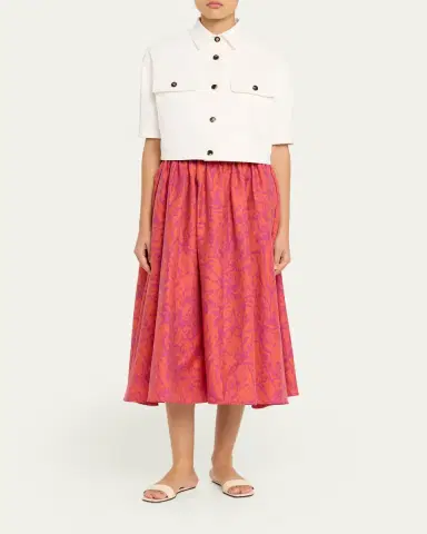 Max Mara Coral-Print Drawstring Midi Skirt | Thumbnail 6 Max Mara Coral-Print Drawstring Midi Skirt | Thumbnail 6