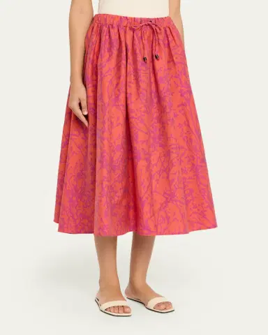 Max Mara Coral-Print Drawstring Midi Skirt | Thumbnail 8 Max Mara Coral-Print Drawstring Midi Skirt | Thumbnail 8