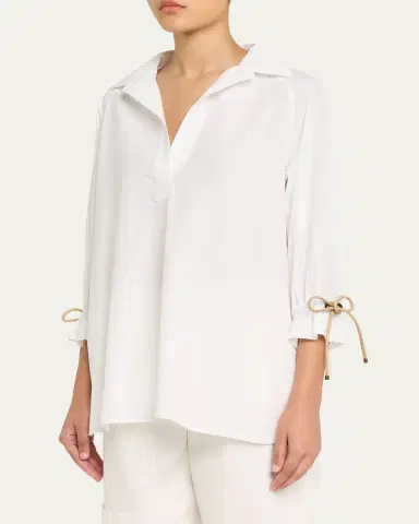 Max Mara Raglan-Sleeve Cotton Poplin Blouse | Thumbnail 8 Max Mara Raglan-Sleeve Cotton Poplin Blouse | Thumbnail 8