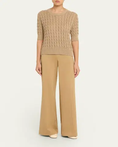 Max Mara Linen Cable-Knit Short-Sleeve Sweater | Thumbnail 6 Max Mara Linen Cable-Knit Short-Sleeve Sweater | Thumbnail 6