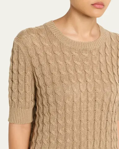 Max Mara Linen Cable-Knit Short-Sleeve Sweater | Thumbnail 9 Max Mara Linen Cable-Knit Short-Sleeve Sweater | Thumbnail 9